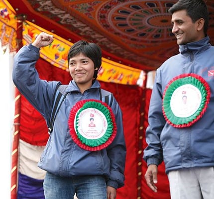 SECOND GENERATION: Manushi Yami Bhattarai, daughter of Finance Minister Baburam Bhattarai and Tourism Minsiter Hisila Yami contests student elections as the secretary for the ANFSU-R at Tribhuban University on Tuesday.