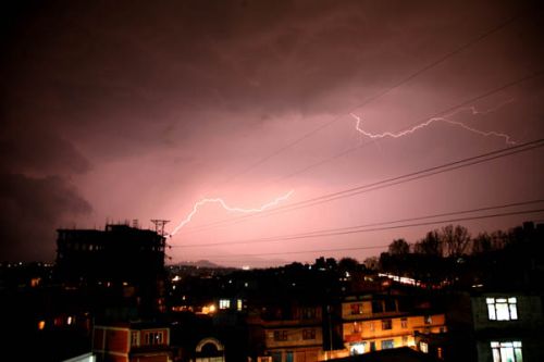 BIJULI KO TAAR TAAR TAAR: Kathmandu saw more thunderstorms on Monday evening as a record 19 mm of rain fell in parts of the Valley in one hour.
