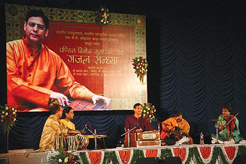 BALLAD DAYS: Pandit Vinod Kumar performs at a gajal night at Rastriya Nach Ghar on Sunday.