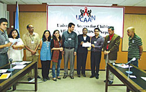 WE CAN : Ceremony of Commitment by private sector firms to the Universal Access for Children Affected by AIDS in Nepal (UCAAN) Partnership in Kathmandu on Thursday. UCAAN, initiated in late 2007 with four partners, has now grown to a partnership involving 33 organisations.