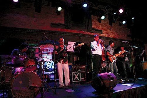 PATAN ROCKS: Veteran Nepali singer Deep Shrestha and Nepali rock band 1974 AD perform at a concert on Friday at Patan Museum.
