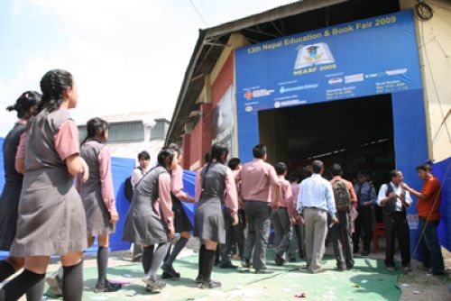 FAIRING WELL: Students line up to visit the 13th Nepal Education & Book fair '09 at Exhibition Ground, Brikutimandup on Wednesday. The book fair will continue 'til 23 May.