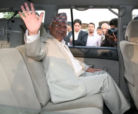 WAITING STILL: UML leader Madhav Kumar Nepal leaves the CA as session fails to proceed again on Thursday. The election for the new PM was scheduled for the day but has now been postponed to Saturday.