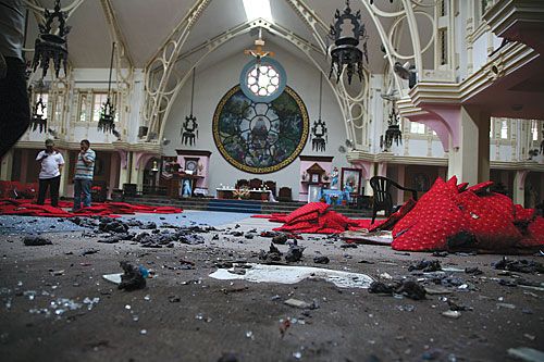 SHATTERED FAITH: A blast at the Assumption Church in Dhobighat on Saturday killed two and injured 15. Nepal Defence Army, a Hindu extremist group, has claimed responsibility.
