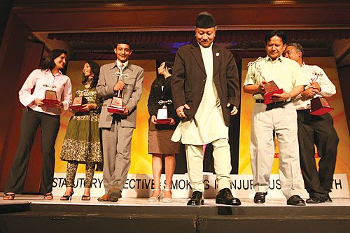 SPEAKER'S CORNER: House Speaker Subash Nembang on stage during boss magazine's annual Top Ten Business Excellence Awards on Friday in Soaltee Crowne Plaza.