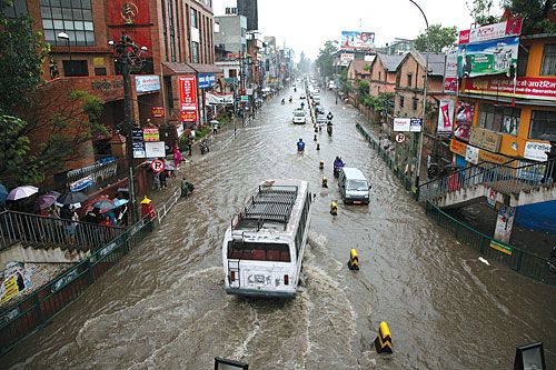 VENICE OF THE EAST: Flooded Kantipath after a torrential downpour on Monday.