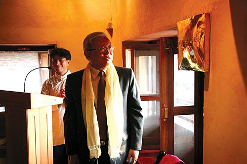 OLD IS GOLD: Novel Kishore Rai unveils the 'Tony Hagen House' transformed from a concrete block to traditional Newari style in tribute to renowned geologist Toni Hagen.