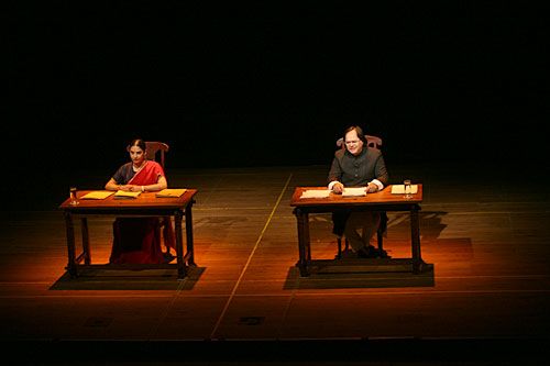SPOTLIGHT: Noted Indian thespians Shabana Azmi and Farooque Shaikh perform 'Tumhari Amrita' at Kamalmani Theatre in Patan Dhoka on Wednesday. Proceeds from ticket sales will go to the Spinal Injury Rehabilitation Centre in Kavre.