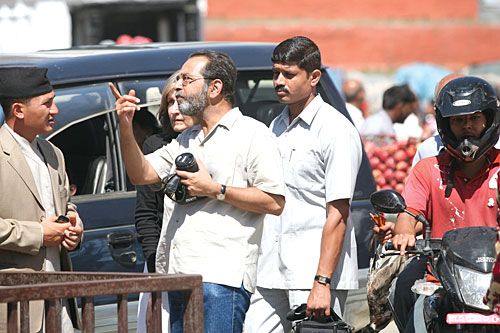 WHAT'S THAT?: Indian ambassador Rakesh Sood tours Kathmandu Darbar Square on the penultimate day of Dasain last week.
