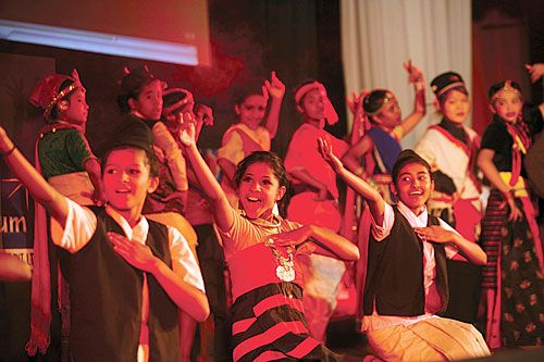 COME BACK! School children perform traditional dances during the inaugural ceremony of the 4th Non Resident Nepali Global Conference 2009 at the Army Club on Tuesday.
