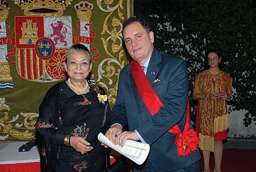 ROYAL REWARDS: Ambica Shrestha, president of The Dwarika's Group, was honoured as Cruz de Officiel of the Order de Isabel la Catolica by King Juan Carlos I of Spain in New Delhi recently for her contributions to Nepal-Spain relations.