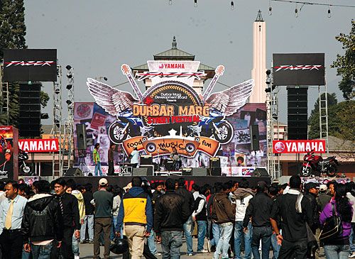 NAYA NEPAL: The stage completely obscures the Narayanhiti Palace Museum during the Street Festival in Darbar Marg last week.