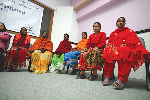 WITCH HUNT: Women accused of witchcraft take part in a debate as part of a function organised by Sancharika Samuha for the 16 Days Campaign Against Gender Violence, on Tuesday.