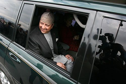 HOMECOMING: Ex-King Gyanendra at Tribhuvan International Airport on Wednesday after returning from five weeks in India.