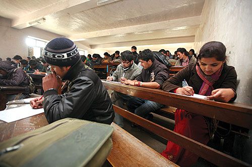 ROSES ARE RED: Students vie with each other to compose the most romantic love letters at a competition organised by the Nepal Student Union, Tri Chandra College, Wednesday.