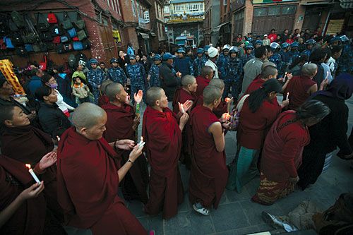 TWO VIGILS: Buddhists celebrate Tibetan New Year amidst tight security in Boudha, Sunday