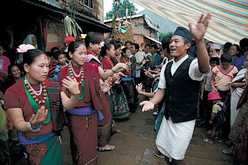 COME DANCE WITH ME: A Magar chundi dance in Betanigaun during a trip organised by Gorkha Tourism along the Manakamana to Gorkha trekking route. Homestays are planned in the future.