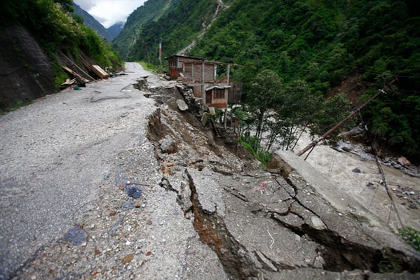 Fleeing flash flood