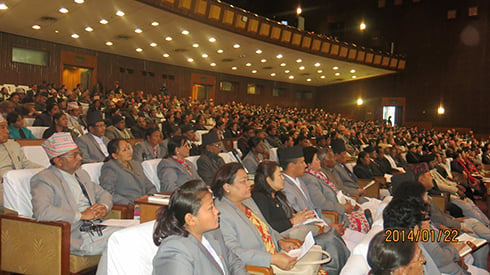 BACK TO BUSINESS: Newly elected Constituent Assembly (CA) members attend the first CA meeting at International Convention Centre in Baneshwor on Wednesday.