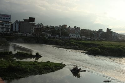 CLEAN AND CLEAR: Bagmati River looks clean after Thursday's heavy rainfall washed away the rubbish, on Friday morning.