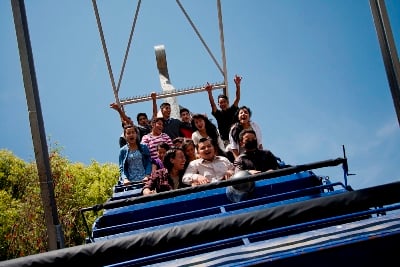 JOY RIDE: Teenagers scream as they take the Columbus ride at Kathmandu Fun Park, Bhrikutimandap on Sunday.