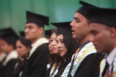 CONVOCATION TIME: Graduates of Kathmandu University attending their convocation ceremony at Dhulikhel on Friday.