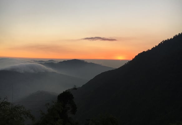 Sunset from Pauwa Bhanjyang of Panchthar on Tuesday made even more fiery by pollution haze over the Indo-Gangetic plains blowing into the mountains.