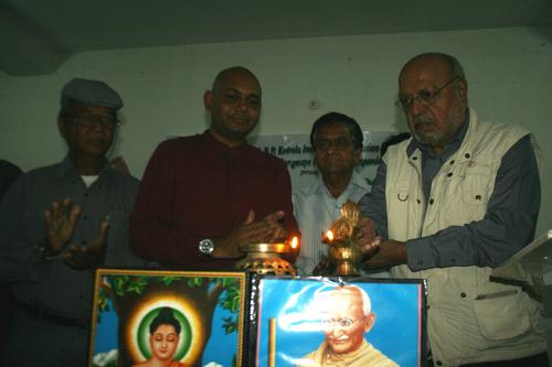 Filmmaker Shyam Benegal attends the third edition of Culture Nagari in Maha Bouddhi Society, in Lumbini on Tuesday