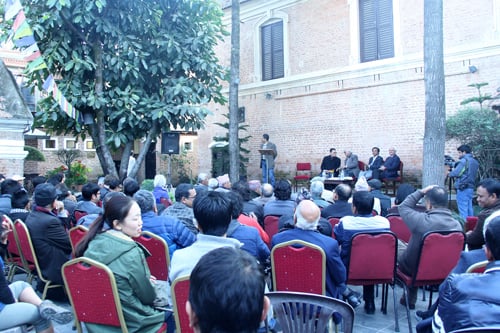 Guests attend the launch of Kamal Prasad Thapa's book 'Literature Culture' at Yala Maya Kendra on Tuesday.