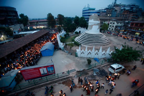 A candlelight vigil was held at Dharahara in memory of the earthquake victims on Thursday.