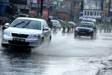 MUD SLIDE: The streets of Baneswor got clogged on Monday afternoon as Kathmandu received another round of heavy rainfall.
