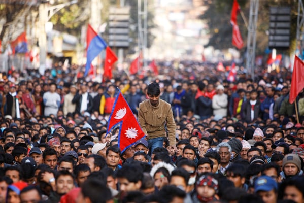Nine opposition parties led by the main opposition UML stage a demonstration in Kathmandu on Friday against the second amendment to the Constitution.