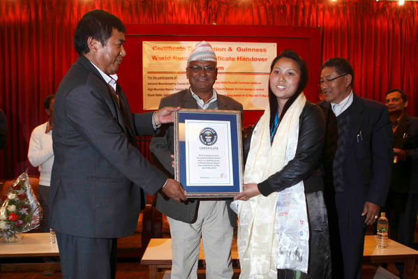 TOUGH CLIMB : Chhurim Sherpa of Taplejung was recognised by Guinness World Records on Monday as the first woman to climb Mount Everest twice in the same season.