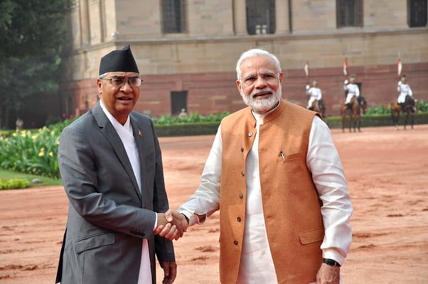 Prime Minister Sher Bahadur Deuba meets with Indian Prime Minister Narendra Modi in New Delhi on Thursday.