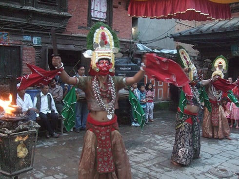 JUST DANCE: People perform Devi Nach, a special dance in Kathmandu on Saturday morning. The dance is part of Indra Jatra celebrations which falls on 18 September.