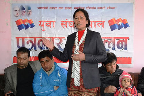 Niru Pal at a press conference on Friday after being elected as Chair of CPN (UML)-affiliated Youth Association Nepal