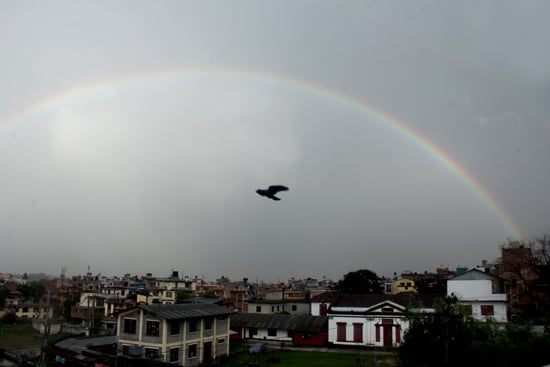 A rainbow is seen above Kathmandu following a storm on Friday evening.