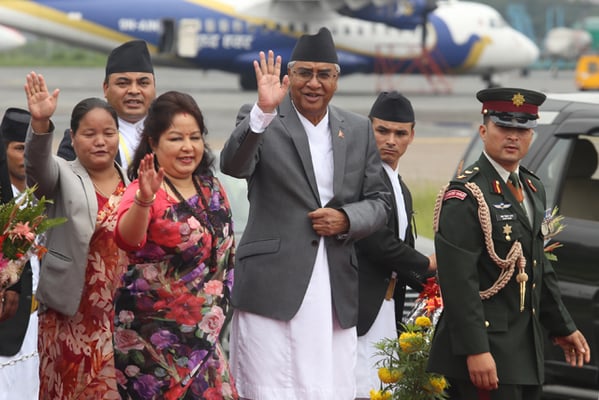 Prime Minister Sher Bahadur Deuba and his wife Arzu Rana Deuba leave for India from Tribhuvan International Airport, Kathmandu on Wednesday. Deuba is on a five -day state visit on an invitation from Indian Prime Minister Narendra Modi.