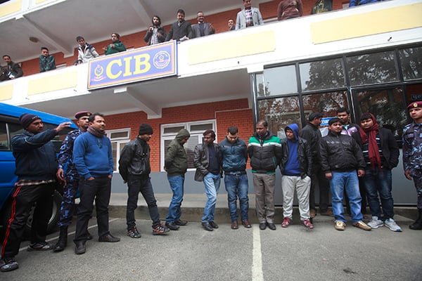 Nepal Police disclose the identities of the arrested fake doctors during the Central Investigation Bureau's press meet at Maharangunj on Saturday.