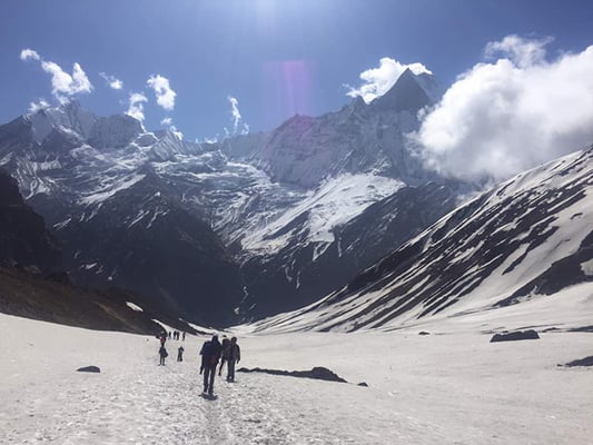 Heavy snowfall in the past few days has blanketed the Annapurna Sanctuary but there is a forecast for a clearer weather next week in Nepal's trekking areas.