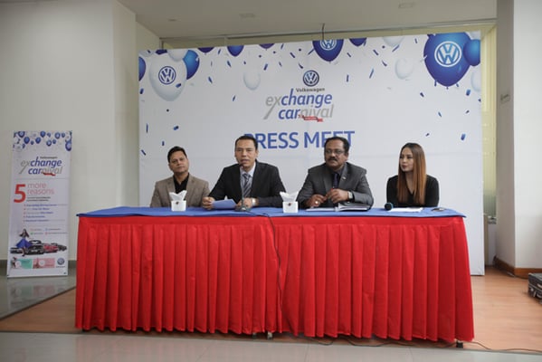 Pooja International Nepal Pvt Ltd, an authorised importer of Volkswagen, announces a one-week Volkswagen exchange carnival during a press meet in Kathmandu on Friday. The offer will start on 28 January and last till 3 February.