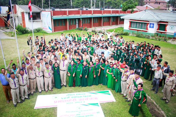 Nepal Scouts celebrate the 65th Scouts day at Nepal Scout Headquarter in Lainchour on Monday.