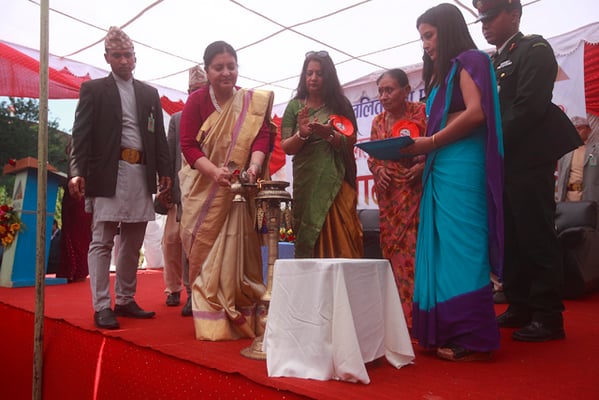 President Bidya Bhandari inaugurates the National Lalit Kala Exhibition at Nepal Art Council, Babarmahal on Wednesday.