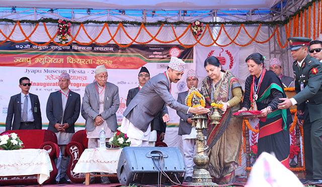 President Bidya Bhandari inaugurates Jyapu Museum in Patan on the occasion of 72nd UN Day on Tuesday.