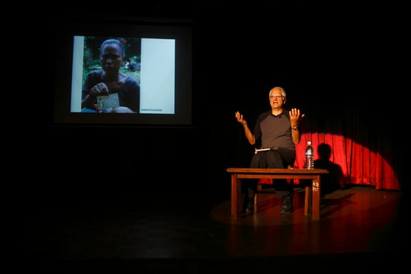 Nepali Times Editor Kunda Dixit addressing the audience at a talk program organised by the Photo Journalist Club at Nepal Tourism Board, Exhibition Road on Sunday.