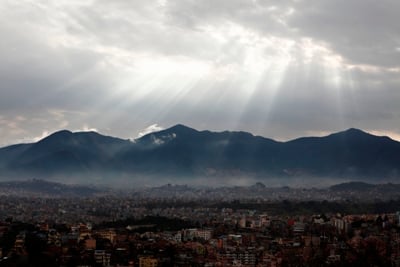 MESSAGE FROM HEAVEN: A view of Kathmandu and its surrounding areas from Swayambhu on Tuesday.