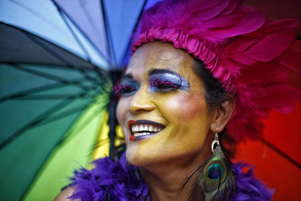 A member of the LGBTIQ community in Nepal take part in the annual Gaijatra Pride Parade in Kathmandu on Tuesday.