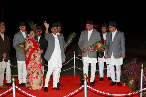 SEE YA: Chairman of the Interim Electoral Council of Ministers Khil Raj Regmi departs for the UN General Assembly in New York, on Thursday.