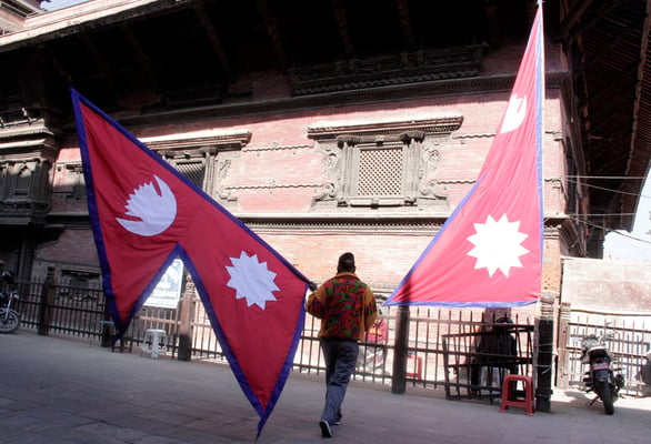 TIME FOR BUSINESS: Vendors selling the national flag at Basantapur. Increase in protests and rallies have led to a spike in sales.
