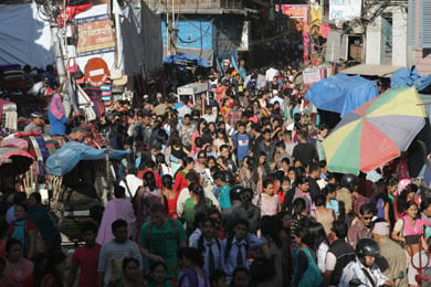 RETAIL THERAPY: People shopping for Dasain at Indra Chowk on Tuesday.